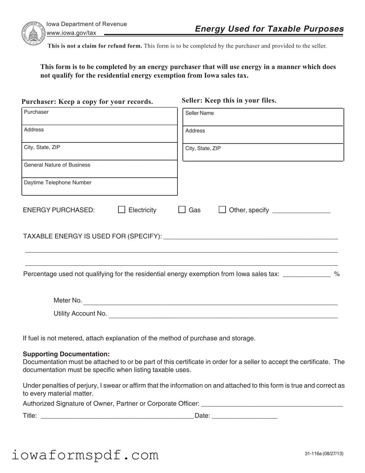 Get Iowa 31 116A Form in PDF