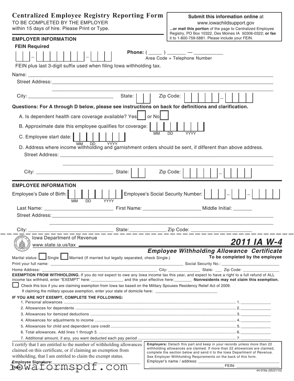 Get Iowa 44 019A Form in PDF