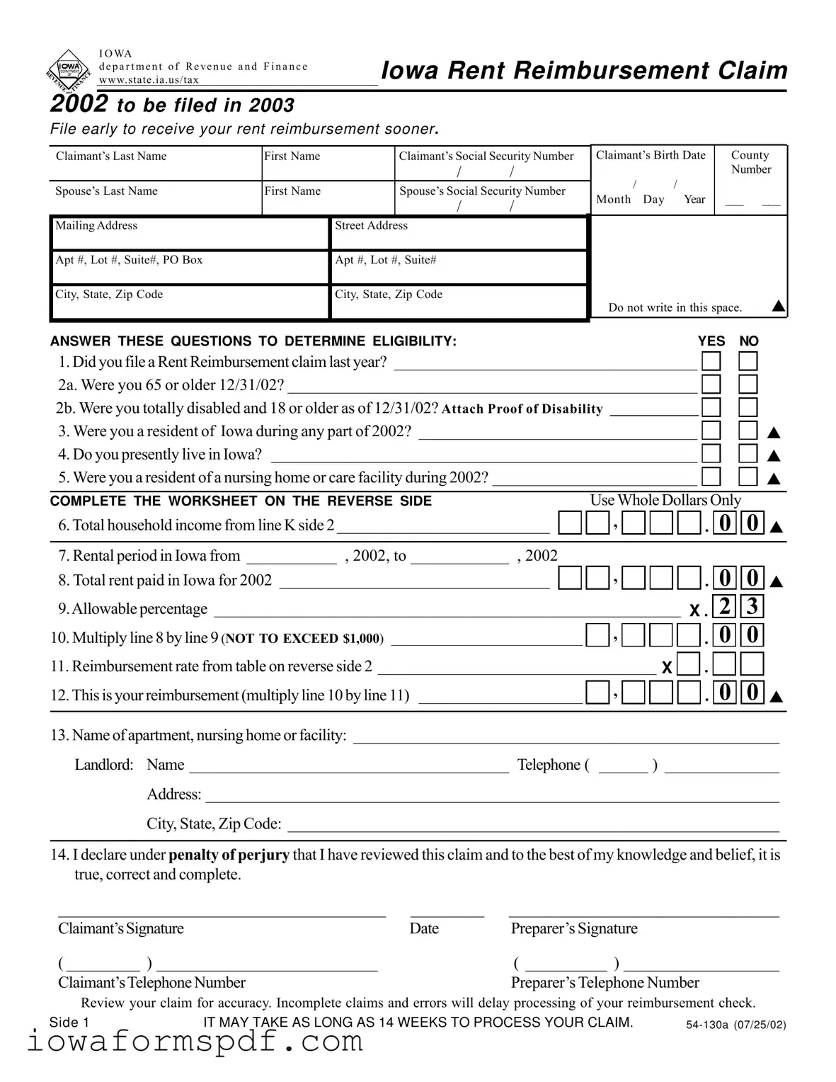 Get Iowa 54 130A Form in PDF
