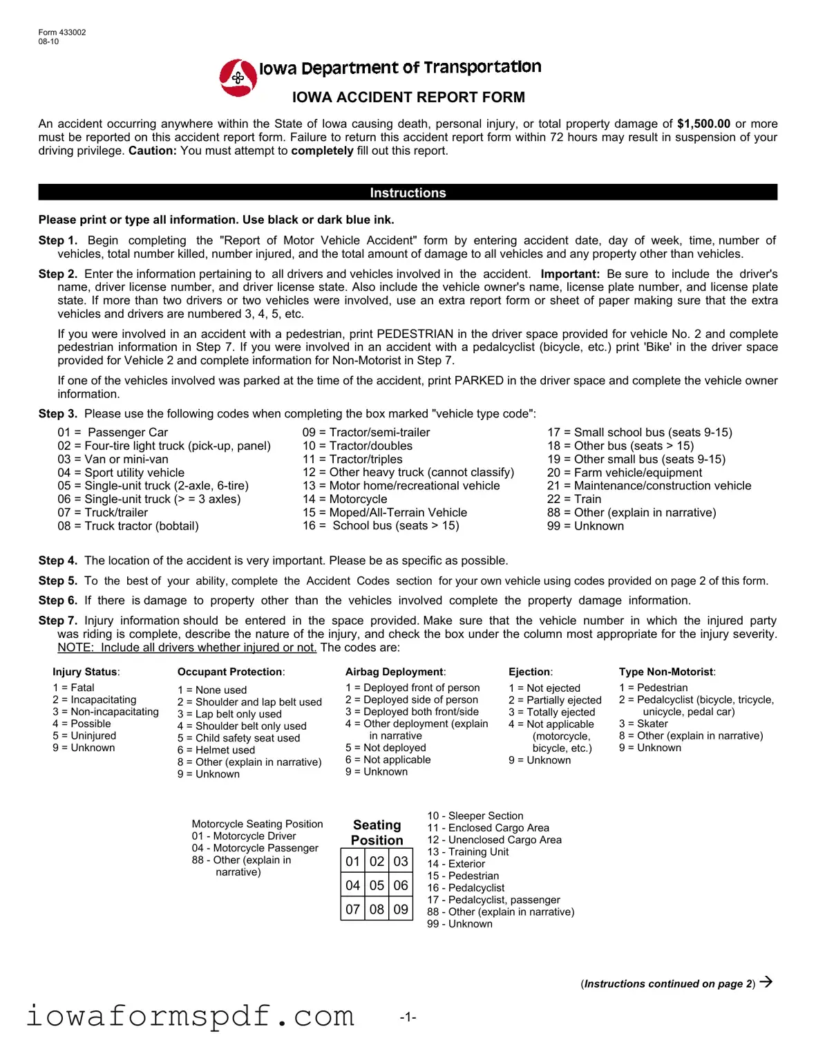 Get Iowa Accident Report Form in PDF