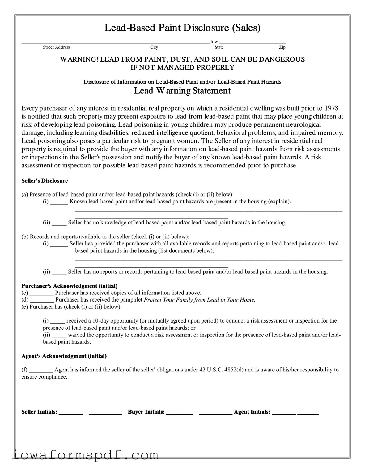 Get Iowa Lead Form in PDF