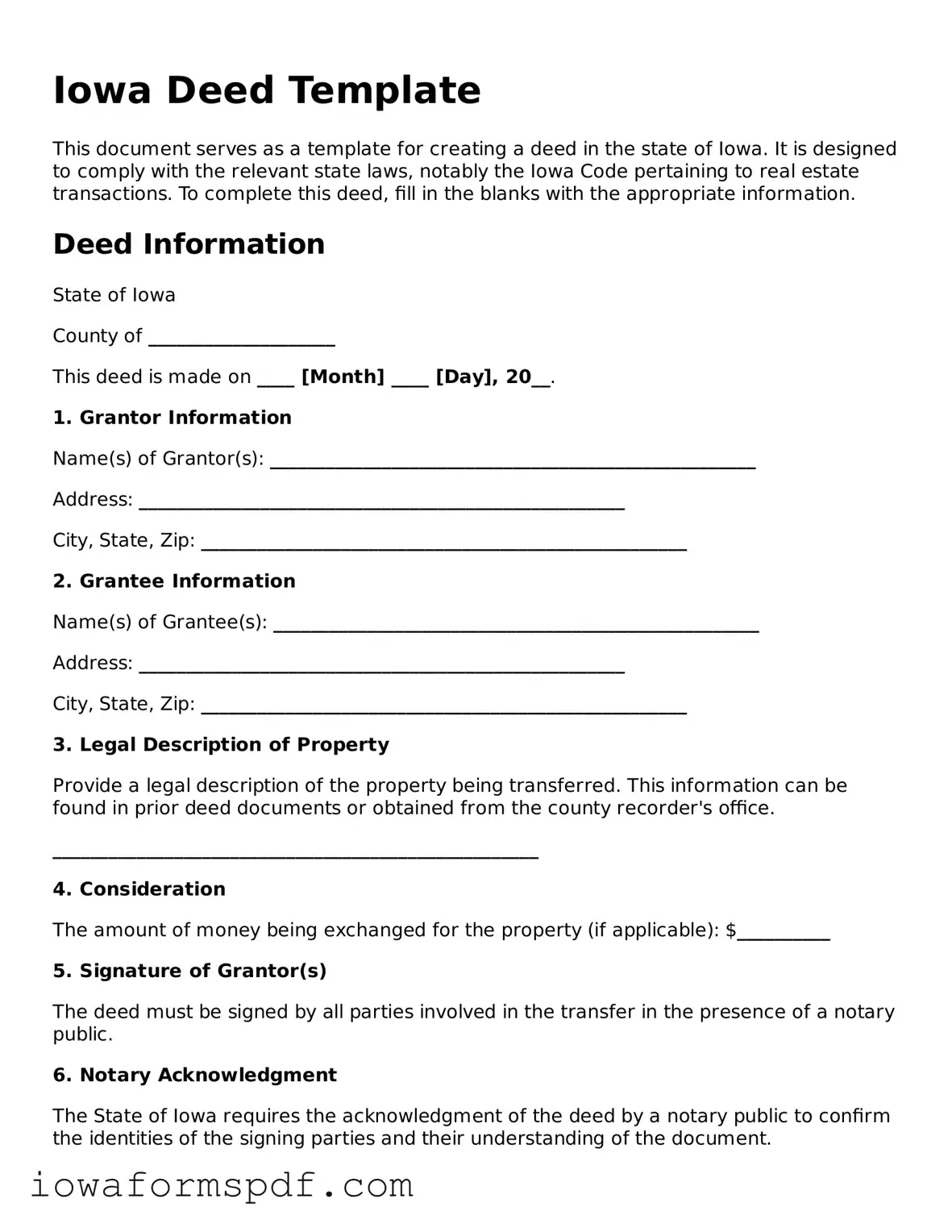 Attorney-Verified  Deed Template for Iowa