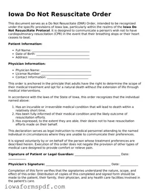 Attorney-Verified  Do Not Resuscitate Order Template for Iowa