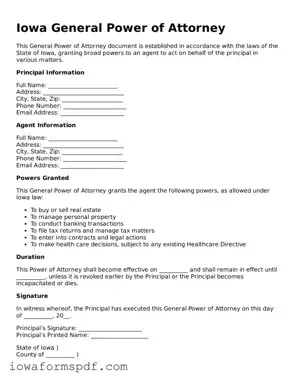 Attorney-Verified  General Power of Attorney Template for Iowa