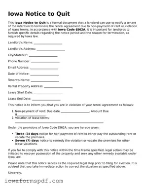 Attorney-Verified  Notice to Quit Template for Iowa