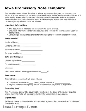Attorney-Verified  Promissory Note Template for Iowa