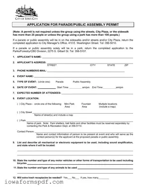 Get Iowa Public Assembly Permit Form in PDF