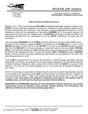Get Iowa Seller Disclosure Form in PDF