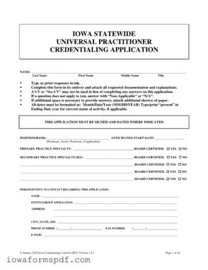 Get Iowa Universal Application Form in PDF
