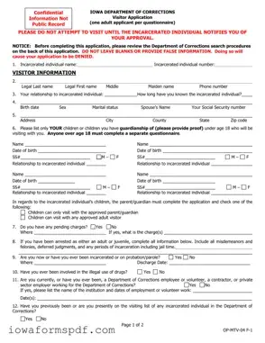 Get Iowa Visitor Application Form in PDF