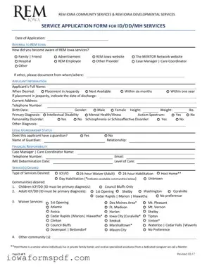Get Rem Iowa Service Application Form in PDF